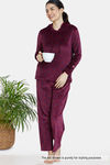 Zivame Supersoft Velour Knit Pyjama - Potent Purple — thumbnail 4